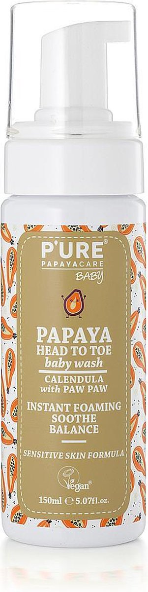 P'ure Papaya care - Papaya baby Head to Toe Wash- Natuurlijk