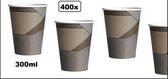 400x Mega Koffie beker Lines karton 300cc - - Koffie thee chocomel soep drank water bekers karton