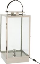 J-Line Lantaarn Lamp Metaal/Glas Zilver
