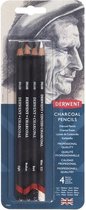 Derwent houtskool potloden set van 4 - Zwart