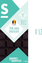 SWEET-SWITCH® - 70% Pure Belgische Chocolade - Noir - Suikervrij- Glutenvrij - Vegan - KETO - 12 x 100 g