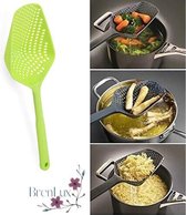 ✿ Brenlux - Keukenspaan - Vergiet met steel - keukenlepel - Zeef met steel - Onmisbaar vergiet - Schep vergiet – Keukengerief – Kleur groen