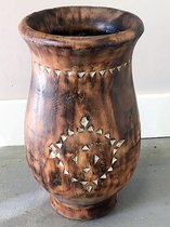 Bohemian Vaas - Palmhout - 36 x 20 cm - Bohemian style