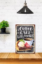 3D Retro hout Poster Kleine Coffee Cake Better Together