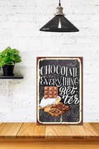 3D Retro hout Poster Kleine Chocolate makes Everthig Better