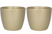 2x petit pot de fleur / cache-pot en céramique en or nacré D12 et H9.8 cm - Utilisation en intérieur - Finition lisse