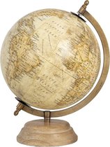 Clayre & Eef Wereldbol Decoratie 21*21*30 cm Beige, Bruin Hout / ijzer Rond wereld Globe