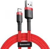 Baseus iPhone Oplader Kabel - Geschikt voor Lightning naar USB A Kabel - 3 meter - Oplaadkabel geschikt voor iPhone 11/12/13/14 - Stevig gevlochten materiaal - Zwart+Rood