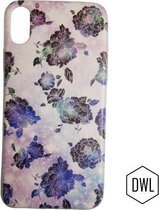 DWL design backcover Hoesje TPU voor iPhone X/10 - blauwe Bloemen Print  - mooi phantasy bloemen printje - back cover trendy print - achterkantje bescherming rug  - mode trend nieu