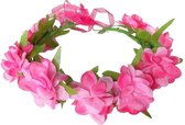 Bloemenkrans haarband met donker roze roosjes bij Communie jurk Bruidsmeisjes jurk bruidsjurk of prinsessenjurk