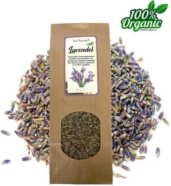 Gedroogde lavendel bloemen 75 gram - Biologisch - Thee - Potpourri - Pure Naturals