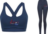 FitProWear Taurito Sportset Dames - Donkerblauw - Maat XXS - Sportlegging / Sporttop - Sportlegging - Sporttop - Sportkleding Naadloos - Fitness kleding - Legging - Sportkleding da