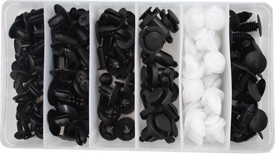 JatilEr Carrosserieclips, 100 stuks, kunststof, 6 soorten, voor deurbekleding, klemmen, bumpers, carrosserie, kunststof klinknagels, bevestigingsset, nylon bumper, spreidklinknagels JatilEr Carrosserieclips, 100 stuks, kunststof, 6 soorten, voor deurbekleding, klemmen, bumpers, carrosserie, kunststof klinknagels, bevestigingsset, nylon bumper, spreidklinknagels