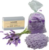 Biologische zeep karitéboter van Savon du Midi 100g | Zeepvlokken Le Serail 1kg | Lavendel geur
