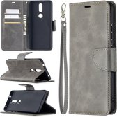Nokia 2.4 hoesje - MobyDefend Wallet Book Case Met Koord - Grijs - GSM Hoesje - Telefoonhoesje Geschikt Voor: Nokia 2.4