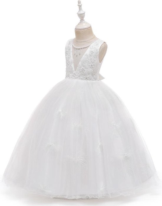 Communie jurk Bruidsmeisjes jurk wit Classic Deluxe 110-116 (110)  prinsessen jurk... | bol