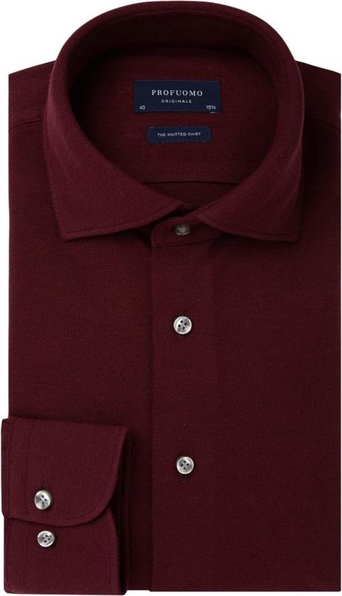 Profuomo - Overhemd Knitted Bordeaux - 45 - Heren - Slim-fit