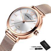 CRRJU Horloges voor Vrouwen Dameshorloge Meisjes Dames Watch Horloge – Horlogebox Geschenkdoos – Rosé Wit