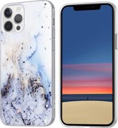 Apple iPhone 12 Pro Max TPU Backcover - Licht Blauw Glitter Print