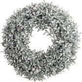 Krans buxus glitter zilver 30x30xH7 cm kunststof