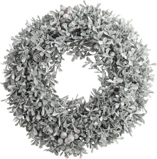 Foto: Krans buxus glitter zilver 30x30xh7 cm kunststof