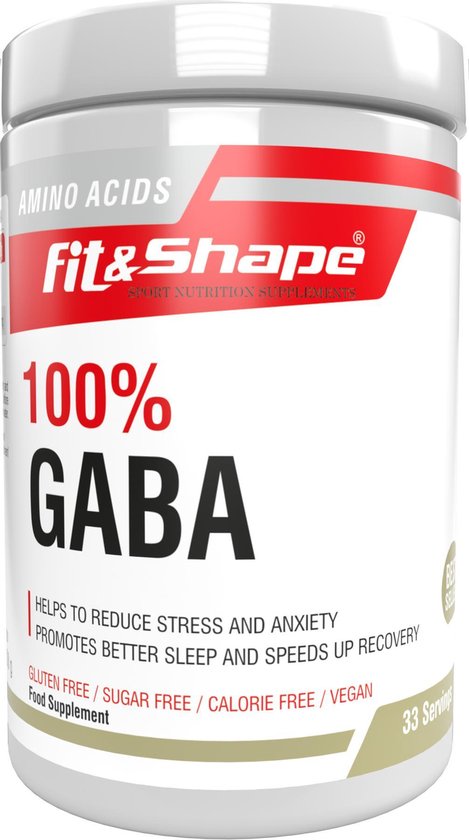 Fit&Shape 100% GABA (gamma-aminoboterzuur)  poeder pot 100gram (met maatschep)  33 doseringen