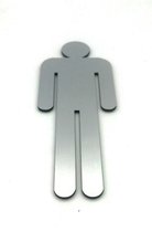 Plaque de porte - Plaque de WC - WC - Plaque de toilette - Plaque - Look Inox - Pictogramme - Homme - Homme - Autocollant - 150 mm x 50 mm x 1,6 mm - Garantie 5 ans
