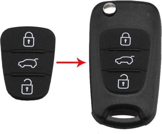 leerplan Strak afstand Autosleutel Rubber Pad Vervanging 3 Knoppen (BU-3B) geschikt voor Hyundai  sleutel i10... | bol.com