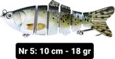 Realistische kunstaas "Multiplaza" met 6 swimbait - segmenten 10 cm - 18 gram - Lokaas - Hengelsport - vissen - snoek - 3d ogen - levendig - roofvissen