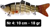 Realistische kunstaas "Multiplaza" met 6 swimbait - segmenten 10 cm - 18 gram - Lokaas - Hengelsport - vissen - snoek - 3d ogen - levendig -