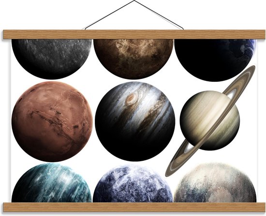 Schoolplaat – Verschillende Planeten - 60x40cm Foto op Textielposter (Wanddecoratie op Schoolplaat)