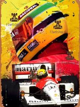 Ayrton Senna - metalen bord - Senna  - F1 - Formule 1 - metalen poster - F1 Wandbord – Mancave – Wanddecoratie – mannen cadeau – Vaderdag - vaderdag cadeau