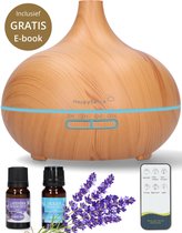 HappySense Aroma Diffuser 550ML met Afstandsbediening en 2x Etherische Olie - Luchtbevochtiger Verstuiver Vernevelaar - Geurverspreider - Aromatherapie - Diffuser Met Gratis E-book