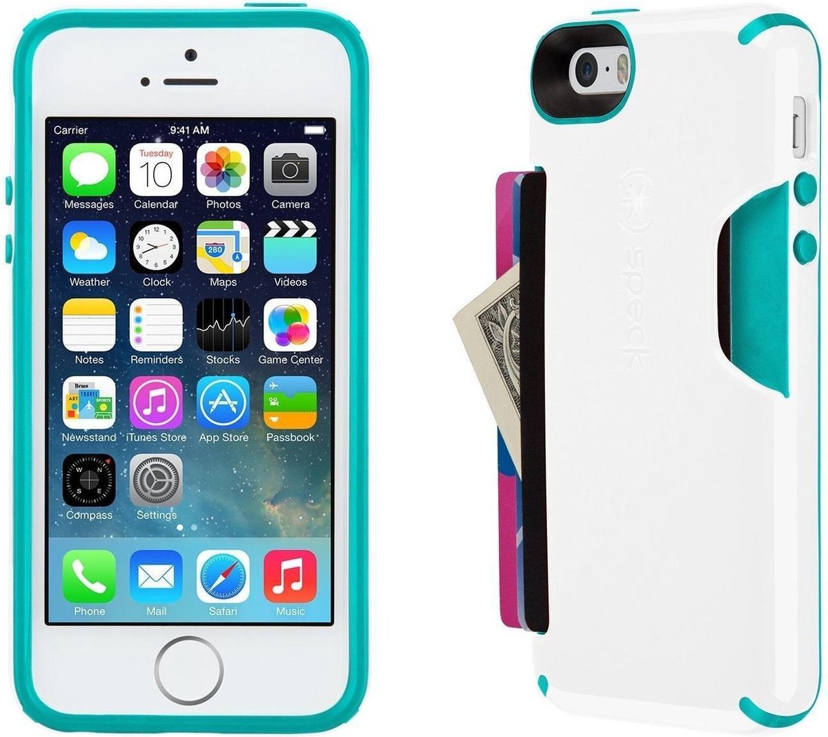 Speck iPhone 5 / 5S CandyShell Card (White / Caribbean Blue)