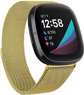 DrPhone FitBit Versa 3/Sense Milanese RVS Magnetische Bandje – Armband - Maat S - Goud