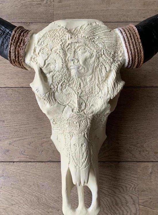 Garneck Hars sculptuur handwerk imitatie stierenkop schedel sculptuur wandbehang decoratie Halloween wooncultuur (21 x 18 x 5 5 cm Garneck Hars sculptuur handwerk imitatie stierenkop schedel sculptuur wandbehang decoratie Halloween wooncultuur (21 x 18 x 5 5 cm