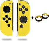 Gadgetpoint! | Nintendo Switch & Lite | Siliconen Joy-Con Controller Hoesjes + Thumbgrips (1 Set = 2 Thumbgrips) | Grip | Geel + Pokeballs Geel