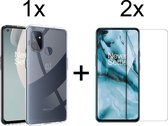 OnePlus Nord N100 hoesje siliconen case transparant hoesjes cover hoes - 2x OnePlus Nord N100 screenprotector