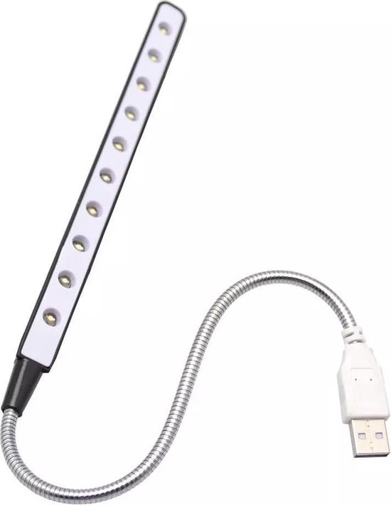 Flexibel en Helder Laptoplamp Zwart - Bureaulamp - LED USB - Laptop - PC - Computer - Beeldscherm - Monitor - Bureau - Buro - Desk - Desktop - Lamp - Spiraal