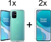 OnePlus 8T hoesje siliconen case transparant hoesjes cover hoes - 2x OnePlus 8T screenprotector