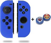 Siliconen Joy-Con Controller Hoesjes + Gaming Thumbsticks (1 Set = 2 Thumbgrips) | Geschikt voor de Nintendo Switch & Lite | Grip | Blauw + Z/M