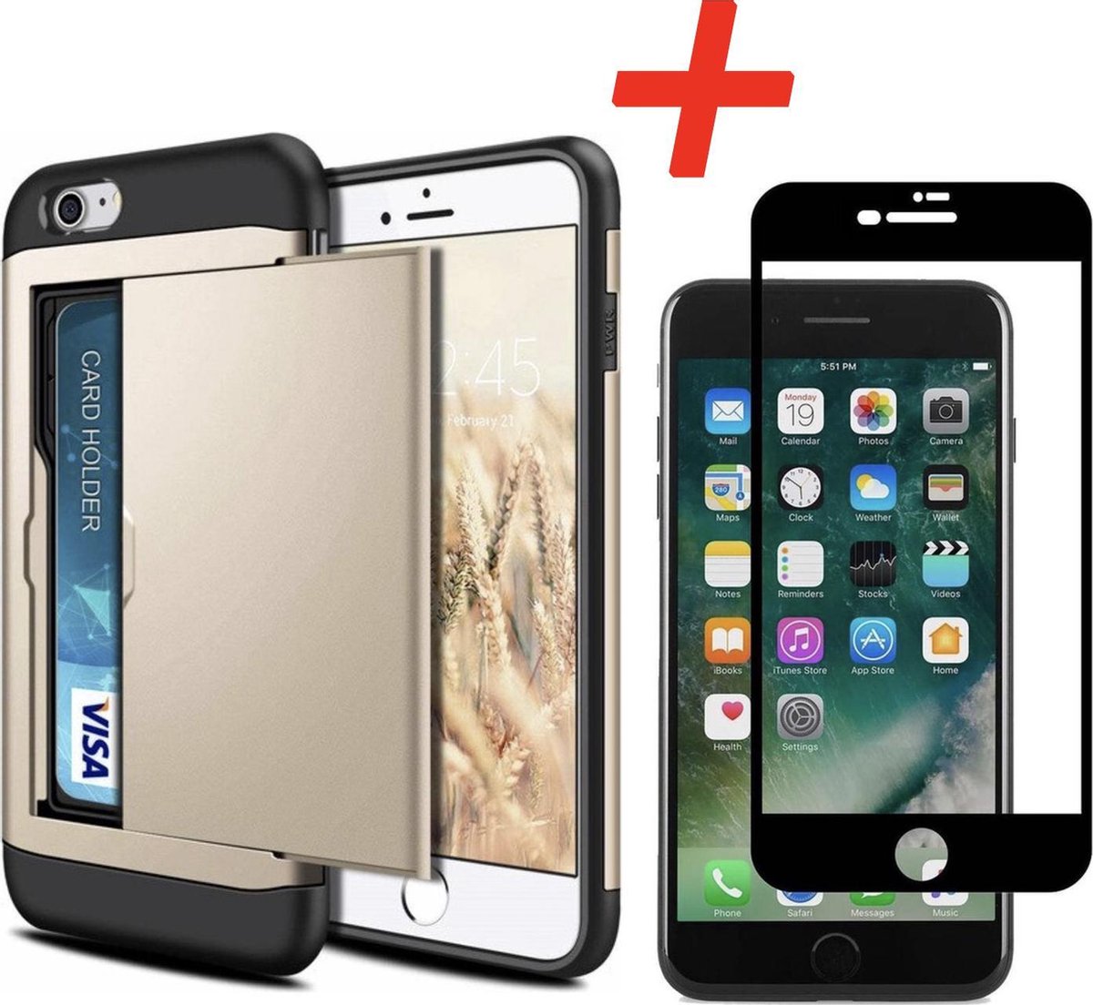 Geschikt voor Apple iPhone 7 / 8 Backcover | Goud | Pasjeshouder