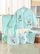 Baby Kleding 5-Delige Set - Mintgroen - Beertjes - Baby Kleertjes - Dieren - Baby Kleding Jongens - Baby Kleding Meisje - Baby Pakje - Unisex