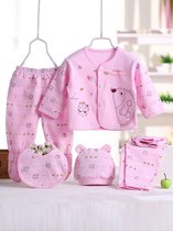 Baby Kleding 5-Delige Set - Roze - Egels - Baby Kleertjes - Dieren - Baby Kleding Jongens - Baby Kleding Meisje - Baby Pakje - Unisex