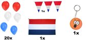 EK Voetbal set - 20x Ballonnen 1x vlaglijn - 1x vlag - sleutelhanger  -  Oranje EK  Holland koning dag Nederland  oranje vlaggenlijn national ballon