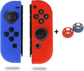 Gadgetpoint! | Nintendo Switch & Lite | Siliconen Joy-Con Controller Hoesjes + Thumbgrips (1 Set = 2 Thumbgrips) | Grip | Blauw/Rood + Toad Rood/Blauw