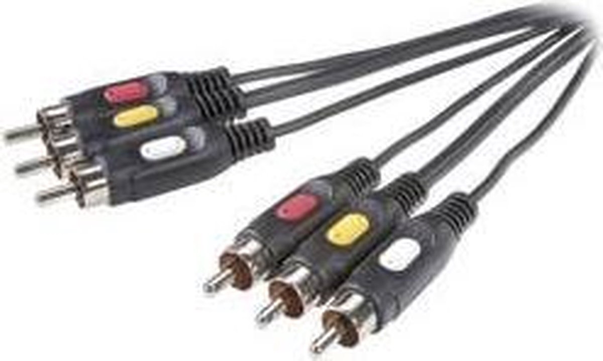 SpeaKa Professional Composite cinch AV Aansluitkabel [3x Cinch-stekker - 3x Cinch-stekker] 2 m Zwart