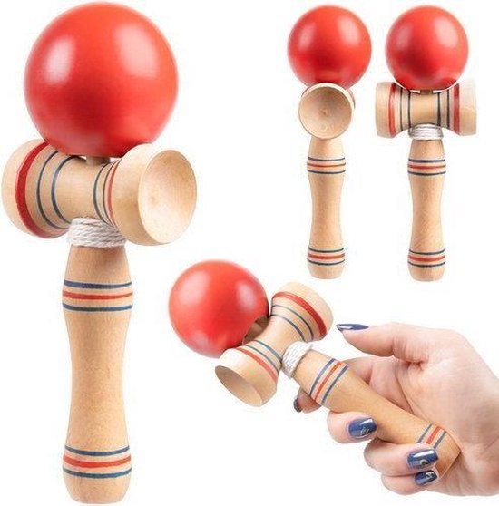 Kendama behendigheidsspel met rode bal Houten speelgoed Houten ballenspel  Japans... | bol.com