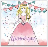 Uitnodiging kinderfeest prinses - kinderfeest - prinsessenfeest - prinses - 10 stuks