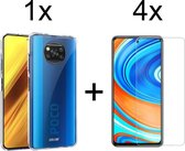 Xiaomi Poco X3 hoesje siliconen case transparant hoesjes cover hoes - 4x Xiaomi Poco X3 screenprotector